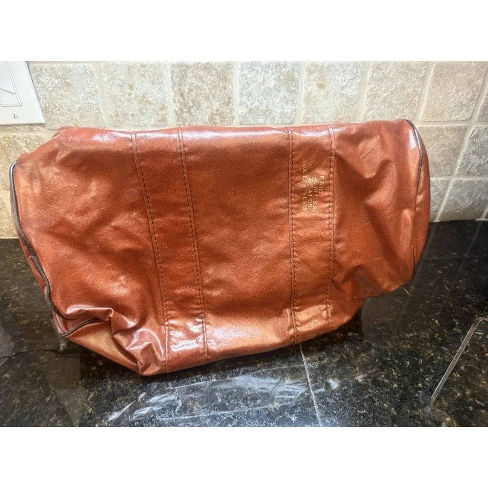 Vtg Wilson Faux Vegan Brown Leather Sports Duffle Carry On Gym‎ Travel Bag RARE